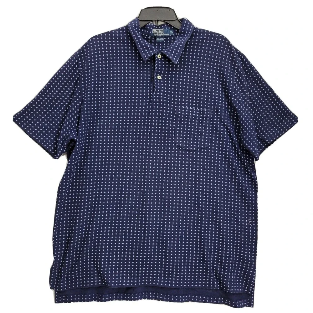 Polo By Ralph Lauren Men's Polo Shirt Polka Dot sz XL Navy Blue